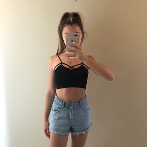 Black cut out crop top